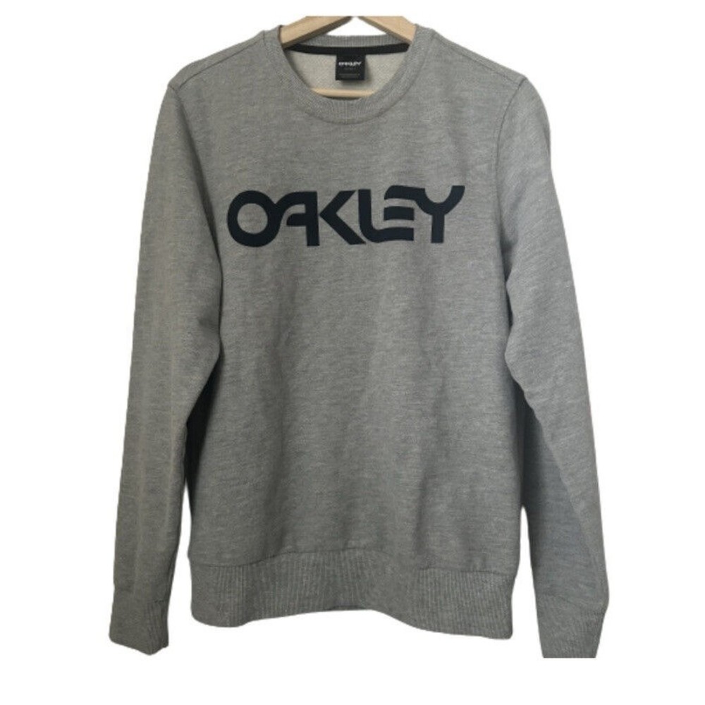 Oakley Sweatshirt Womens Gray Pullover Spellout Long Sleeve Solid Cotton Sz Med